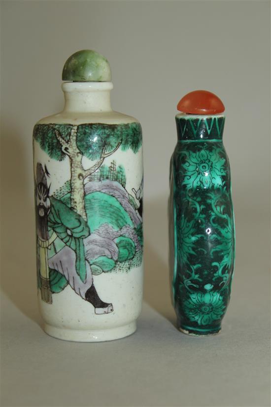 Two Chinese enamelled porcelain snuff bottles, 1830-1900, 6.8cm